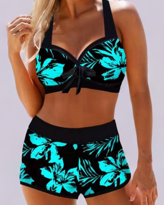 Feminajewels - High-waisted swimsuit with floral print